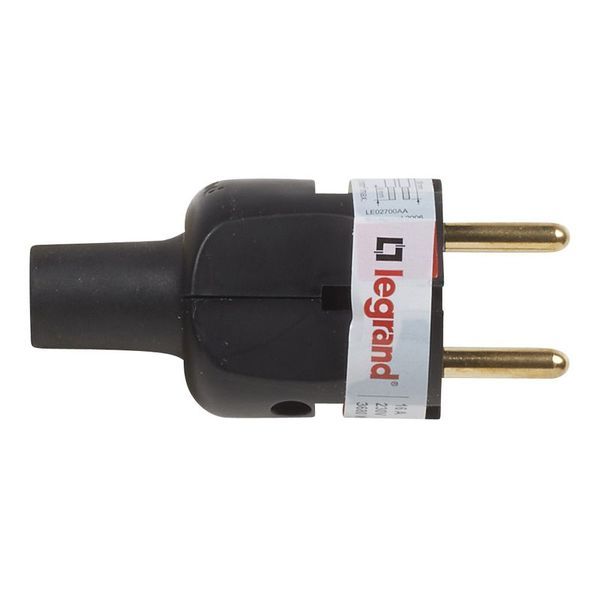 Fiche Caoutchouc 2P 16A Avec Étiquette Avec Gencod Noir legrand 050181