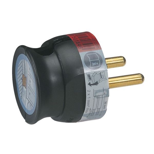 Fiche Plastique 2P 16A Extra-Plate À Sortie Latérale Noir legrand 050184