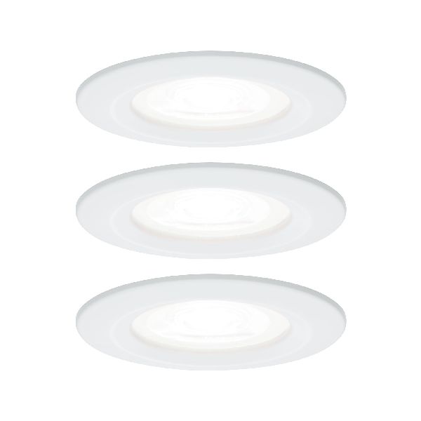 Kit enc Nova rd fixe LED IP44 3x6,5W 4000K 230V GU10 51mm Blanc dép/Alu zinc