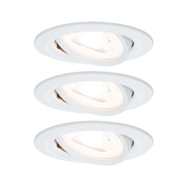 Kit ENC Nova rd orie LED 3stepdim 3x6,5W 230V GU10 51mm Blanc dépoli/Alu