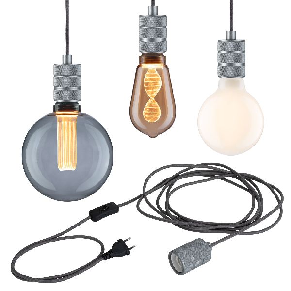 Suspension Neordic Tilla avec prise max20W E27 gris aluminium 230V tissu/mét