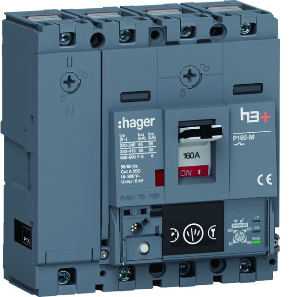 Disjoncteur Boitier Moulé h3+ P160 ENERGY 4P4D In160A Icu50kA à cage HMS161NC