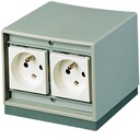 Borne équipée standard de 4 prises 2P + T10/16A h90mmxl110mmxp110mm gris clair TEHASOL506