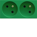 Prise de courant double speciale goulotte gallery 2P+T 16A vert WXF422V