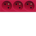 Prise de courant triple speciale goulotte gallery 2P+T 16A rouge WXF423R