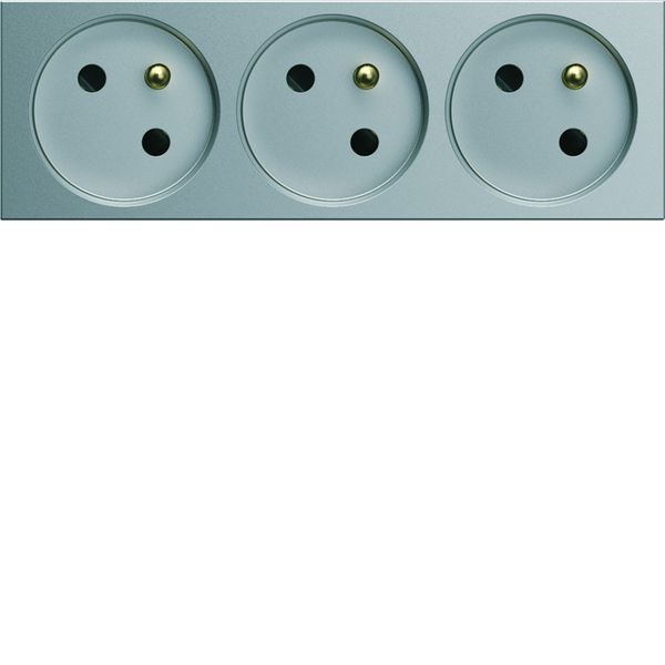 Prise de courant triple speciale goulotte gallery 2P+T 16A titane WXF423T