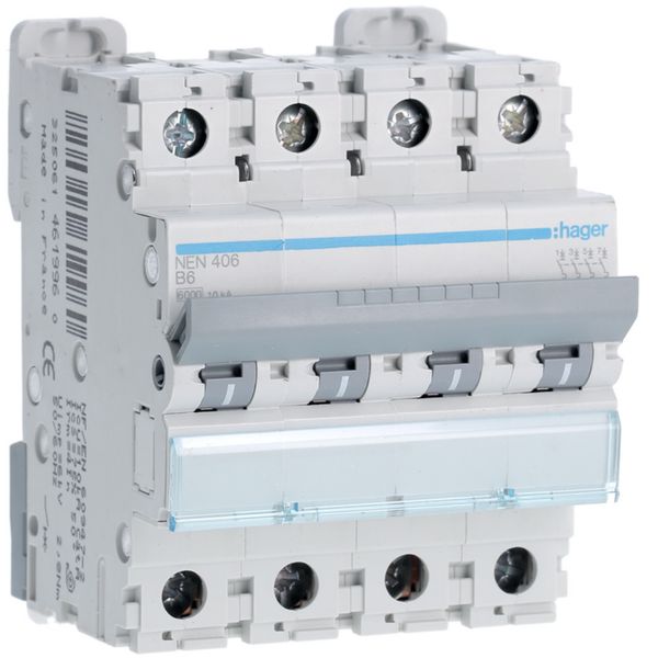 Disjoncteur 6A 4P 6-10kA Courbe B 4modules NEN406