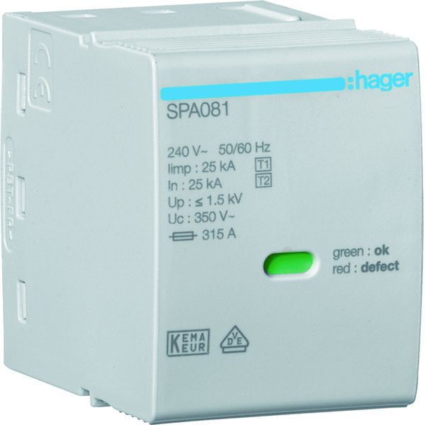 Cartouche L-N/PEN Uc 350V Iimp 25kA Up 1.5kV pour SPA80x SPA081