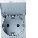 Prise de courant Gallery 2P+T à couvercle Schuko Titane WXF165T