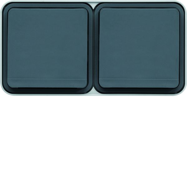 Prise de courant 2P+T double Cubyko étanche IP55 gris pose horizontale saillie WNC122