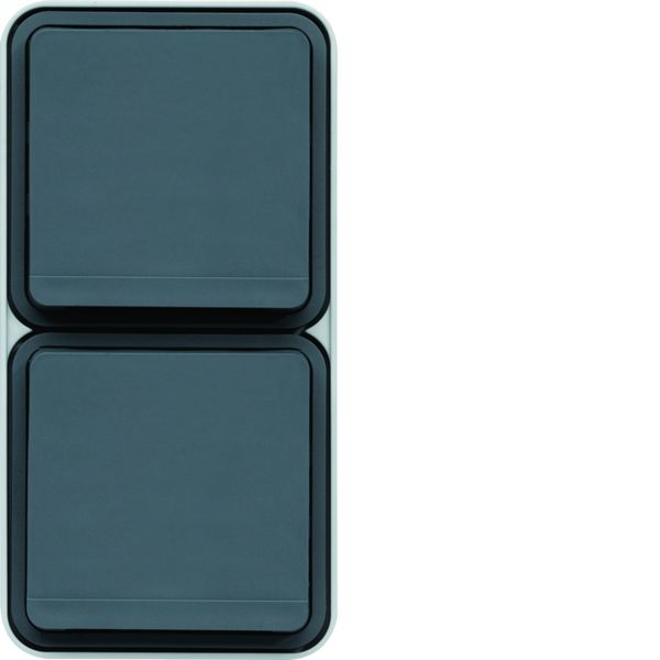 cubyko Prise double verticale 2P+T saillie gris IP55 WNC132
