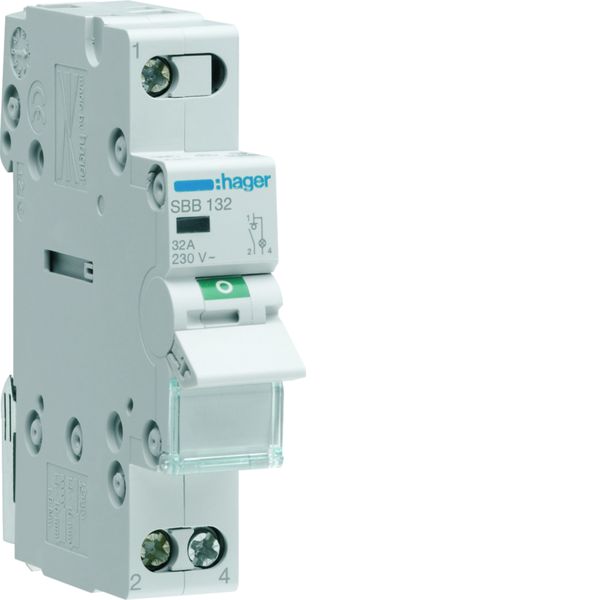 Interrupteur sectionneur à voyant LED Orange 32A 1P 1 module SBB132