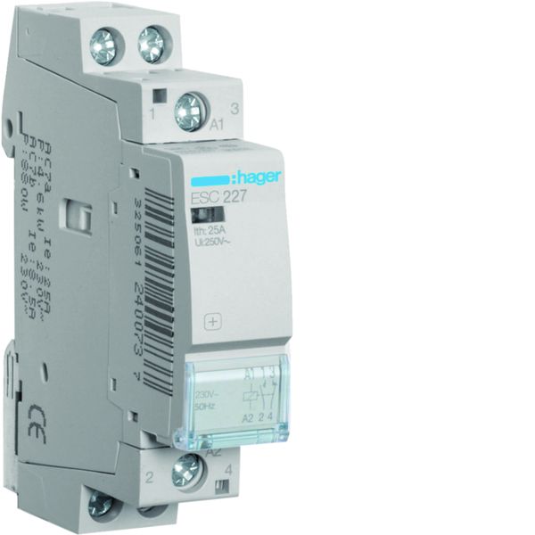 Contacteur 25A, 1F+1O, 230V 1 module ESC227