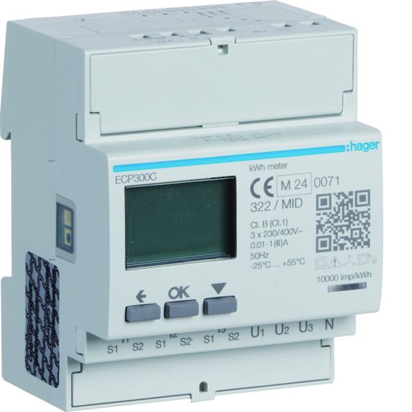 Compteur d'énergie monophasé 80A communiquant MOBDUS RS485 bornes rapides RJ45 ECP300C