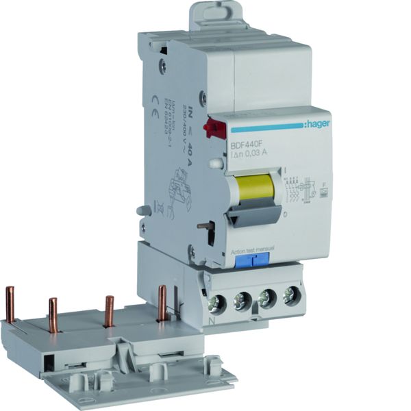 Bloc différentiel 40A 30mA 3P+N type F à bornes décalées BDF440F