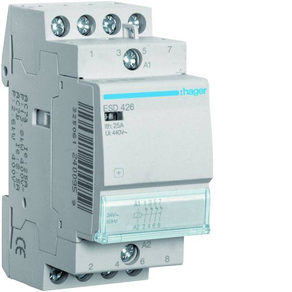 Contacteur sans commande manuelle 25A, 4O, 24V ESD426