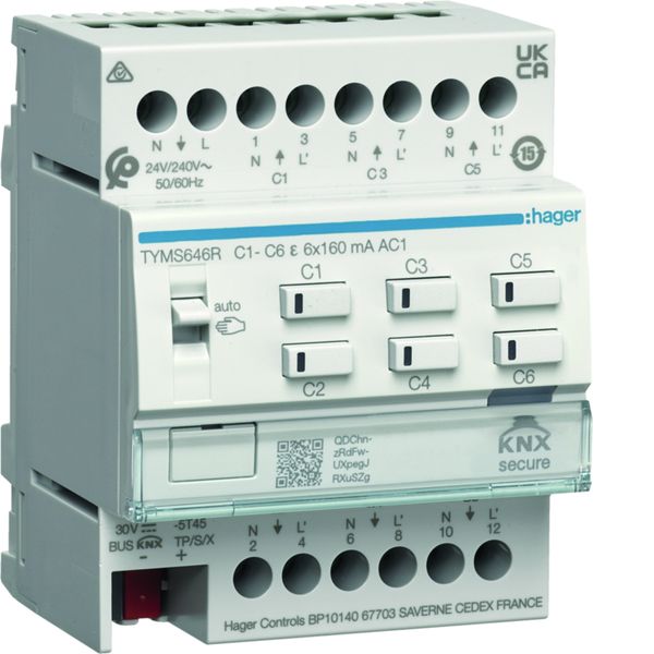 Régulateur KNX Secure 6 sorties chauffage TRIAC configuration en mode easy/ETS TYMS646R