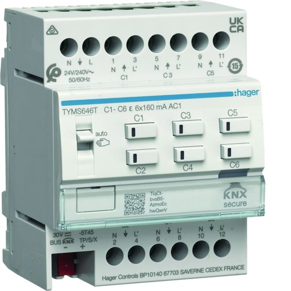 Actionneur KNX Secure 6 sorties chauffage TRIAC configuration en mode easy/ETS TYMS646T
