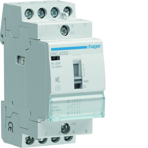 Contacteur silencieux à commande manuelle 25A, 4F, 230V ERC425S