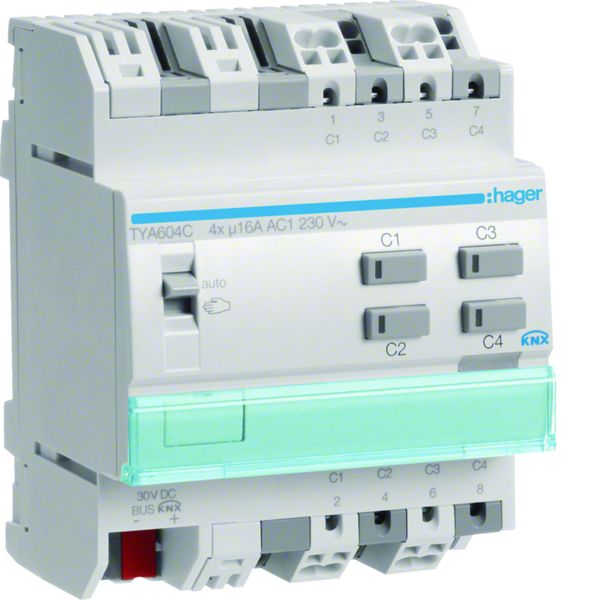 Actionneur KNX 4 sorties 16A/230V configuration Mode ETS uniquement TYA604C