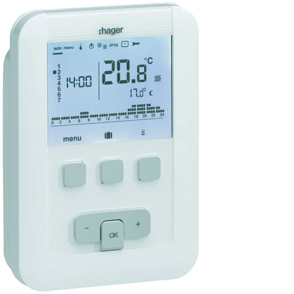 Thermostat ambiance programmable digital chauf eau chaude 4 fils sur 7j 230V EK530