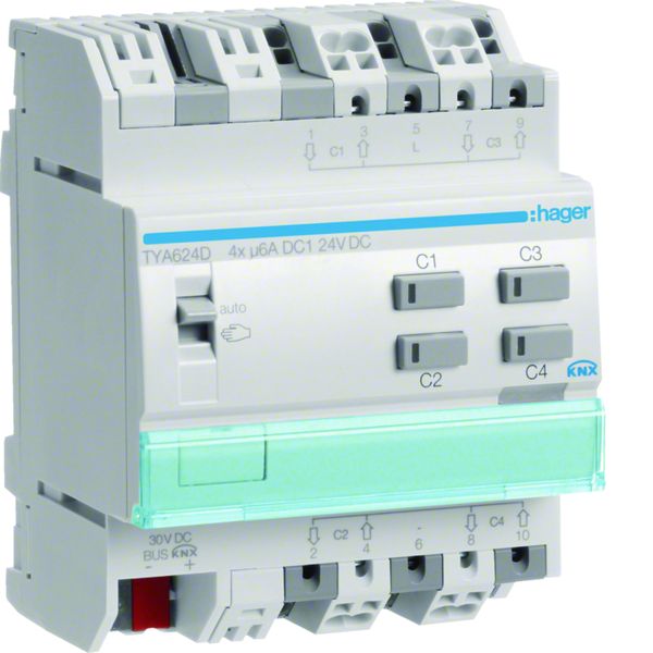 Actionneur KNX 4 moteurs volets et stores à bannes pour moteur 6A/24VDC TYA624D