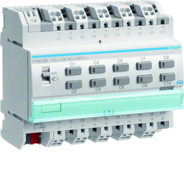 Actionneur KNX 10 sorties 10A/230V configuration Mode ETS uniquement TYA610B