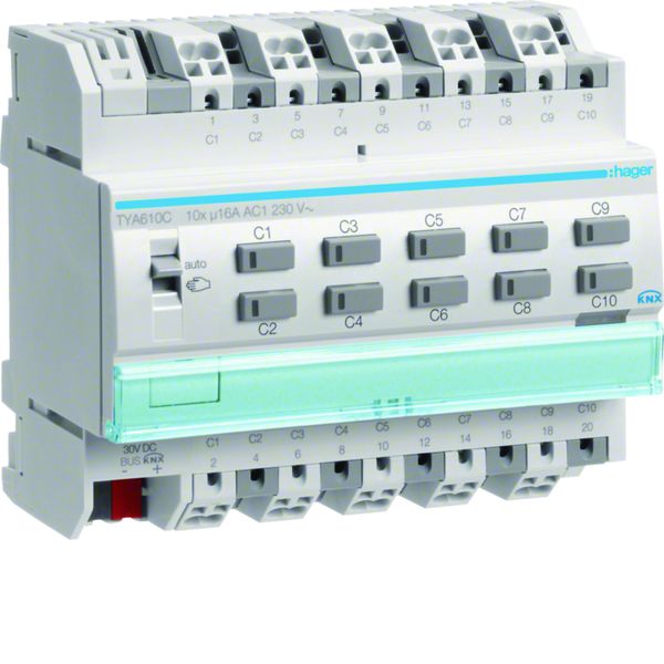 Actionneur KNX 10 sorties 16A/230V configuration Mode ETS uniquement TYA610C