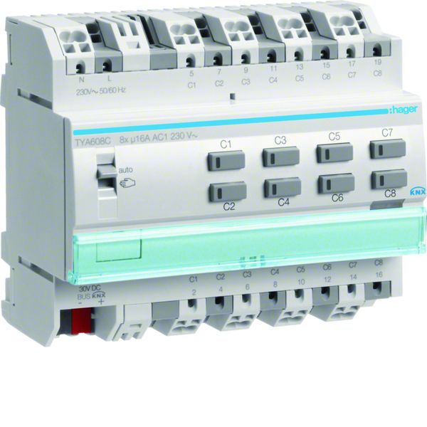Actionneur KNX 8 sorties 16A/230V configuration Mode ETS uniquement TYA608C