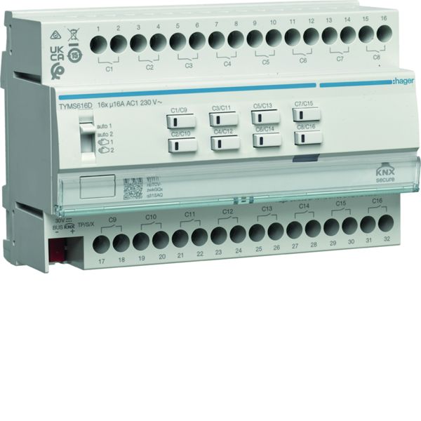 Actionneur KNX Secure 16 sorties 16A/230V configuration Mode easy/ETS TYMS616D