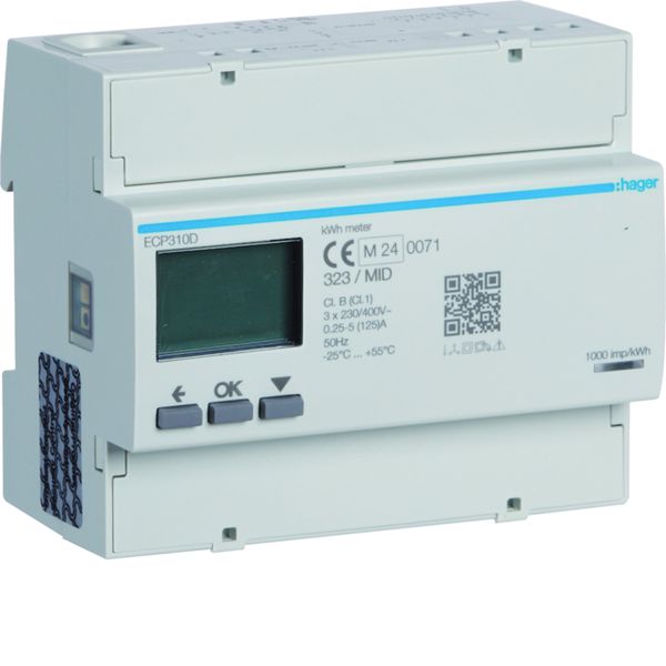 Compteur d'énergie monophasé 80A communiquant MOBDUS RS485 bornes rapides RJ45 ECP310D