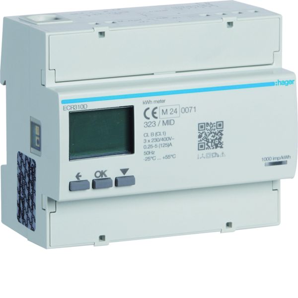 Compteur d'énergie monophasé 80A communiquant MOBDUS RS485 bornes rapides RJ45 ECR310D