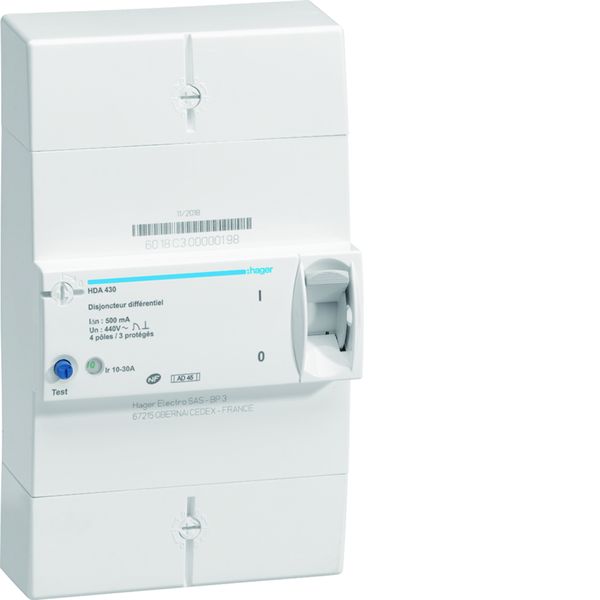 Disjoncteur de branchement différentiel 4P 10/30A 500mA instantané HDA430