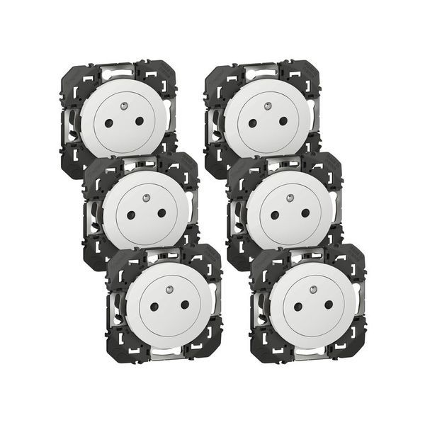 Lot De 6 Prises De Courant Avec Terre Surface Dooxie Blan legrand 300453