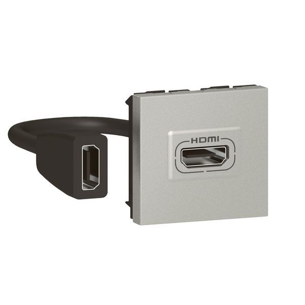 Prise Hdmi Pre-Connectorisee 2 Modules Alu Mosaic legrand 079279L