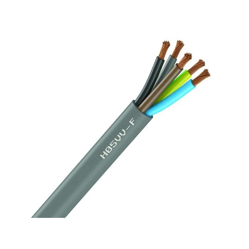 Câble Électrique Souple H05 VV-F Gris 5G0.75 mm² - Couronne De 50M