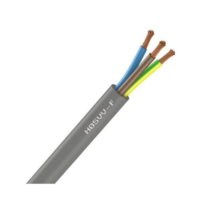 Câble Électrique Souple H05 VV-F Gris 3G1 mm² - Couronne De 50M