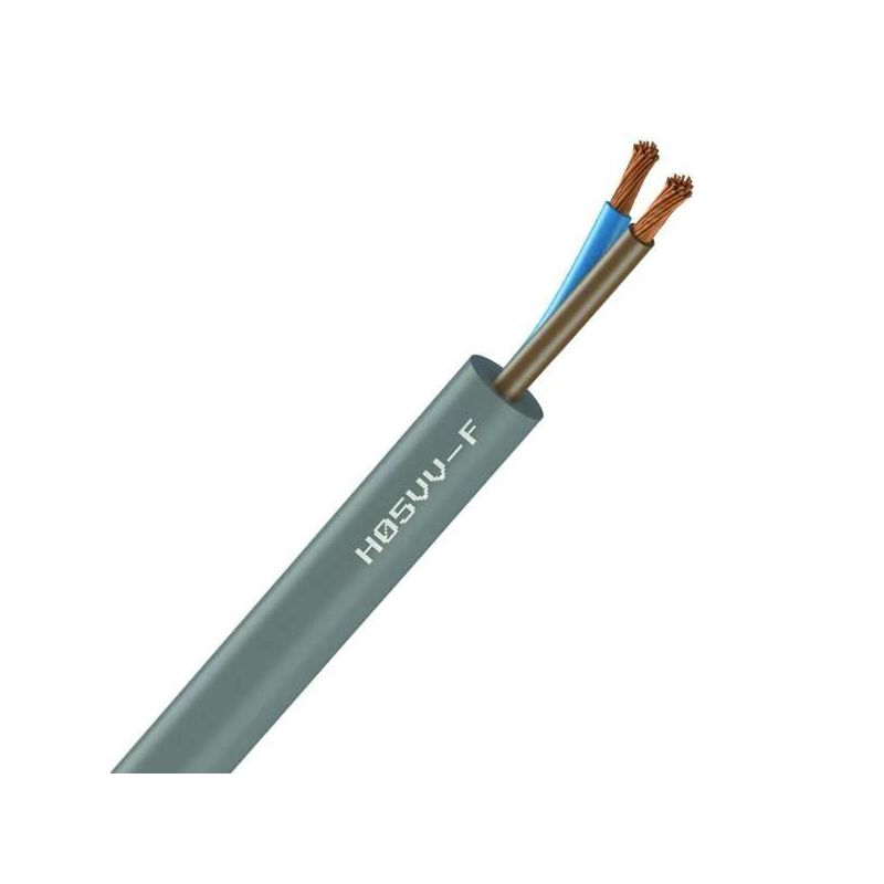 Câble Électrique Souple H05 VV-F Gris 2X2.5 mm² - Couronne De 50M