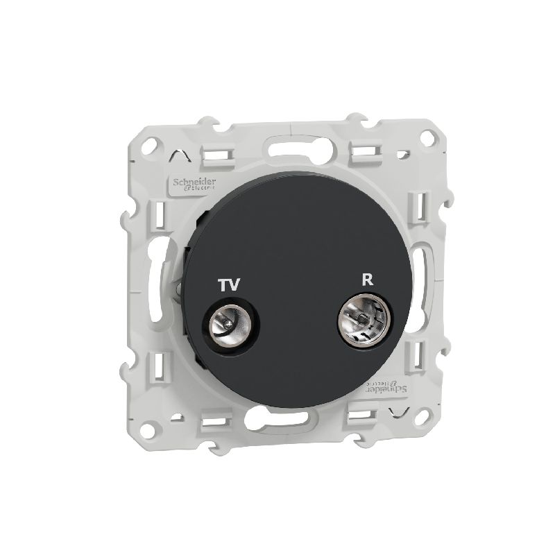 Odace, prise TV/FM Anthracite, individuelle, à vis S540451