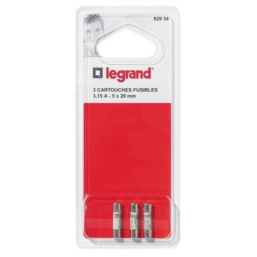 [LEG092934] 3 Cartouches 5X20 3,15A legrand 092934