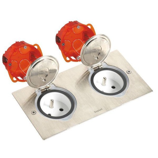[LEG092111] Double Prise De Sol Inox Étanche Ip44 Clapet De Protection + legrand 092111