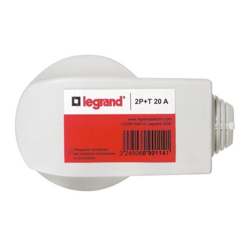[LEG090114] Fiche 2P+T 20A Avec Serre-Câbles Avec Étiquette Avec Gencod legrand 090114