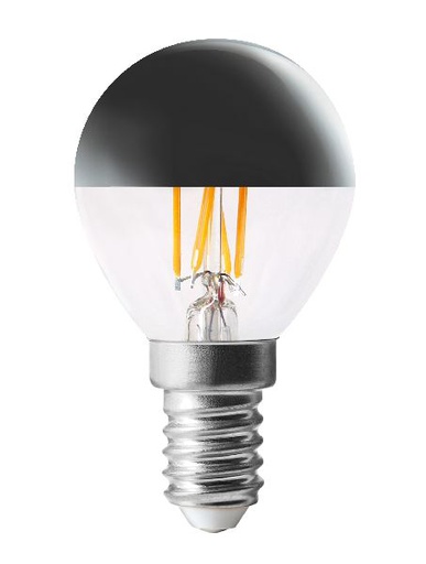 [ARI20119] Lampe déco calotte argentée p45 e27 led 4,1w 2500k 280lm, 25000h, dimmable - 20118