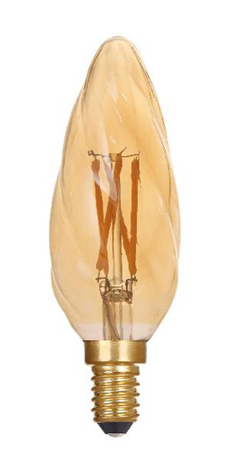 [ARI20121] Lampe flamme torsad. c35 e14 4,1w 2500k 320lm, cl.énerg.g, 25000h, dim, ambrée - 20120