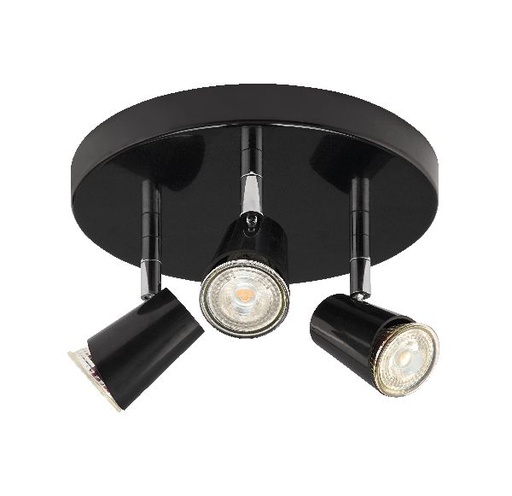 [ARI4162] Judy p3-plafonnier 3 spots gu10, noir, a/lpes led 5,5w 3000k 410lm dim - 4162