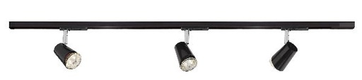 [ARI4163] Judy-rail 1all. 029 +3 spots gu10, noir, a/lpes led 5,5w 3000k 410lm d - 4163