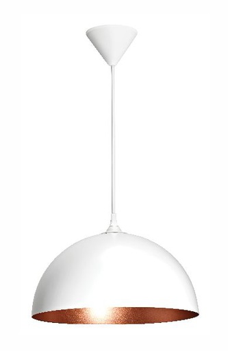[ARI4208] Como - suspension e27 60w max, ø335mm, acier blanc/int.cuivré, lampe n - 4208