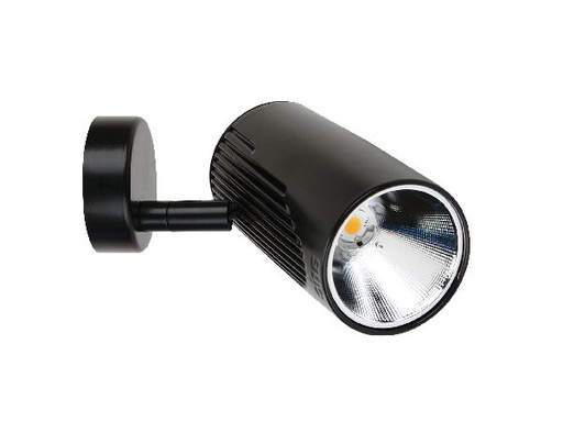 [ARI50166] Lumi 01 - proj. s/patère, noir, angle 32°, led intég. 17w 3000k 1800lm - 50166