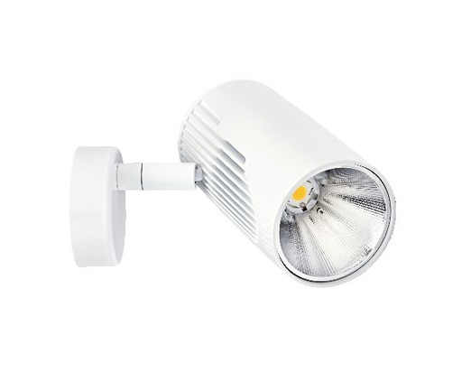 [ARI50167] Lumi 01 - proj. s/patère, blanc, angle 32°, led intég. 17w 4000k 1800l - 50167