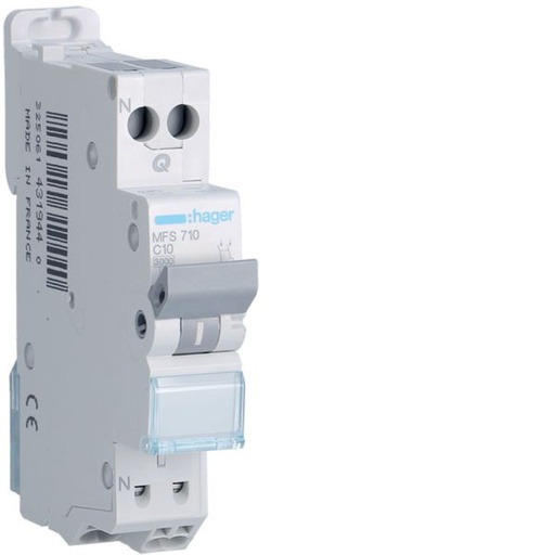 [HAG-MFS710] Disjoncteur Phase+ Neutre 10A 3kA Courbe C connexion automatique SanVis 1 Module MFS710